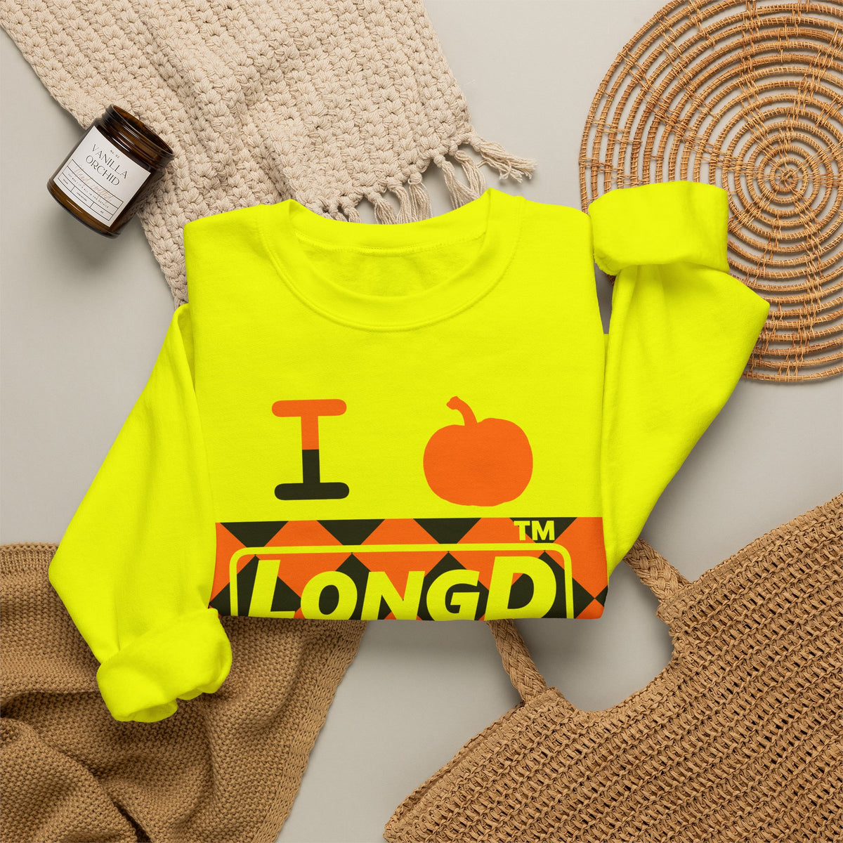 I pumpkin LongD Chicago negative argyle logo crewneck sweatshirt