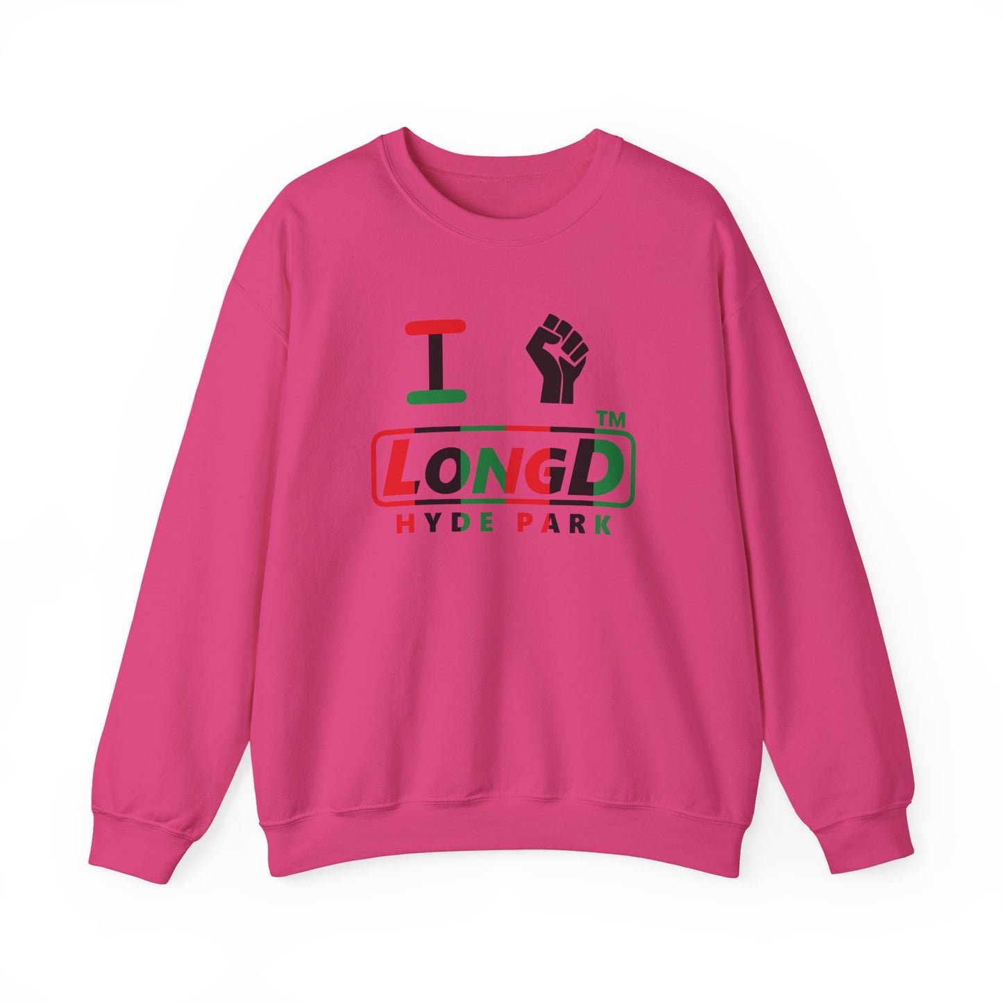 I fist LongD positive vertical 6-striped Hyde Park logo crewneck sweatshirt