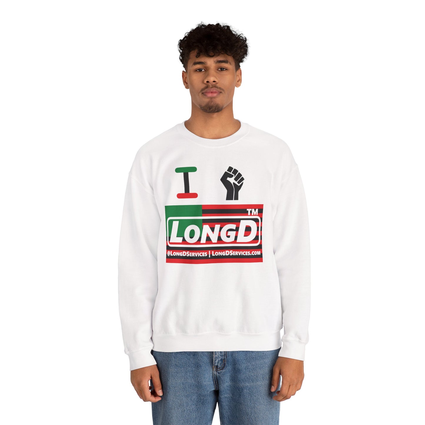 I fist LongD negative flag front-back tag-domain logo crewneck sweatshirt