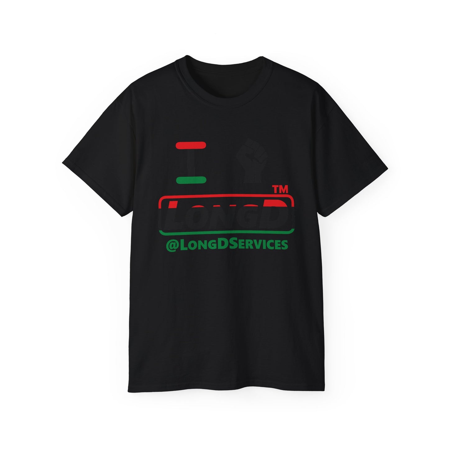 I fist LongD positive horizontal 3-striped tag logo cotton tee