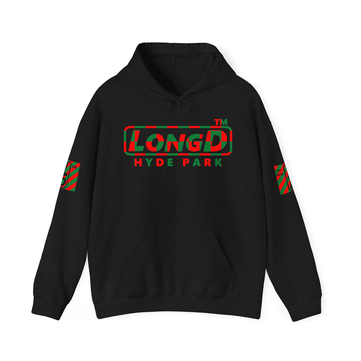 LongD Hyde Park positive checkered 4-print logo (Xmas colors) hoodie