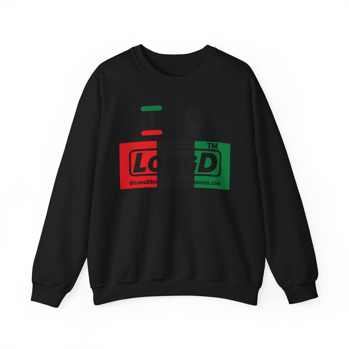 I fist LongD negative vertical 3-striped tag-domain logo crewneck sweatshirt