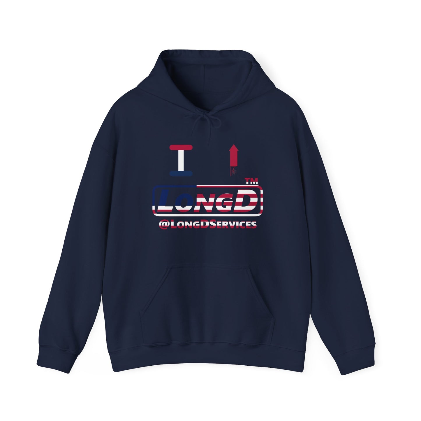 I firecracker LongD® positive flag tag logo hoodie