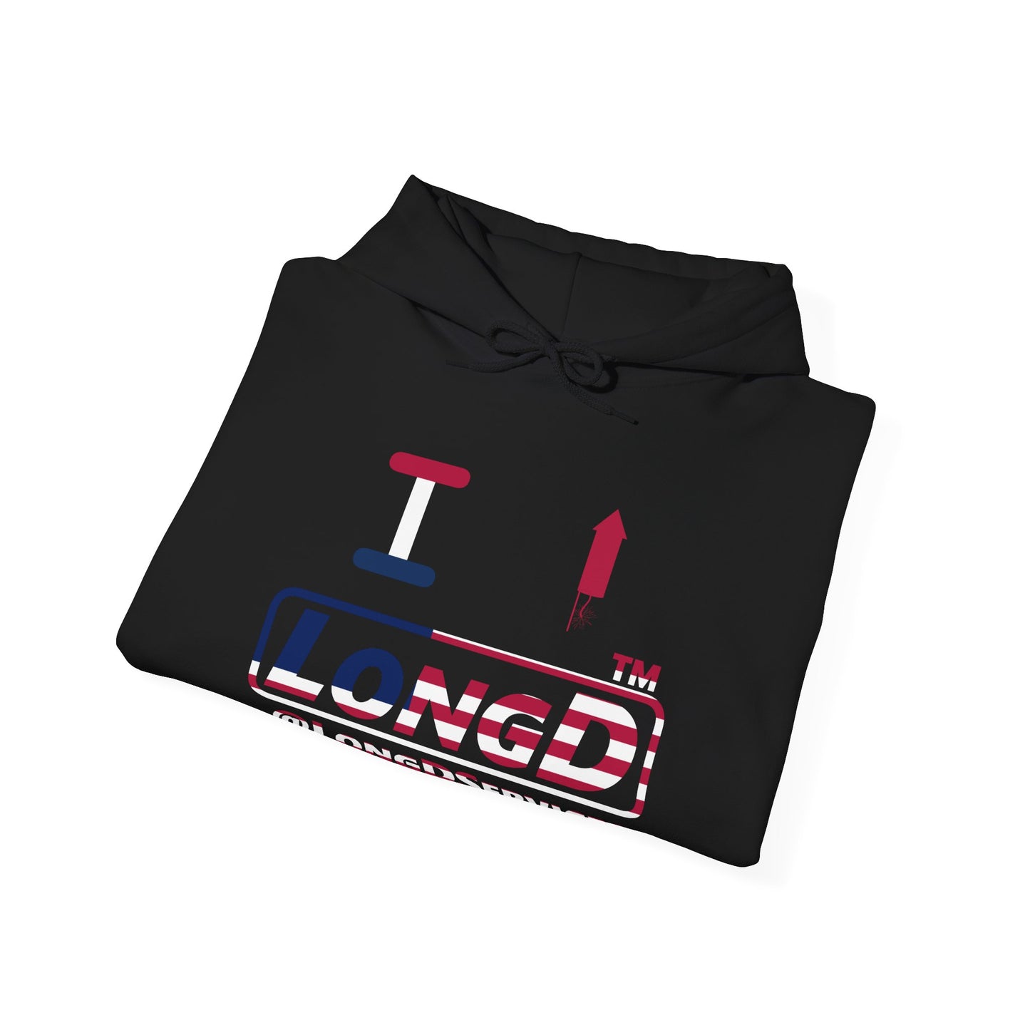 I firecracker LongD® positive flag tag logo hoodie