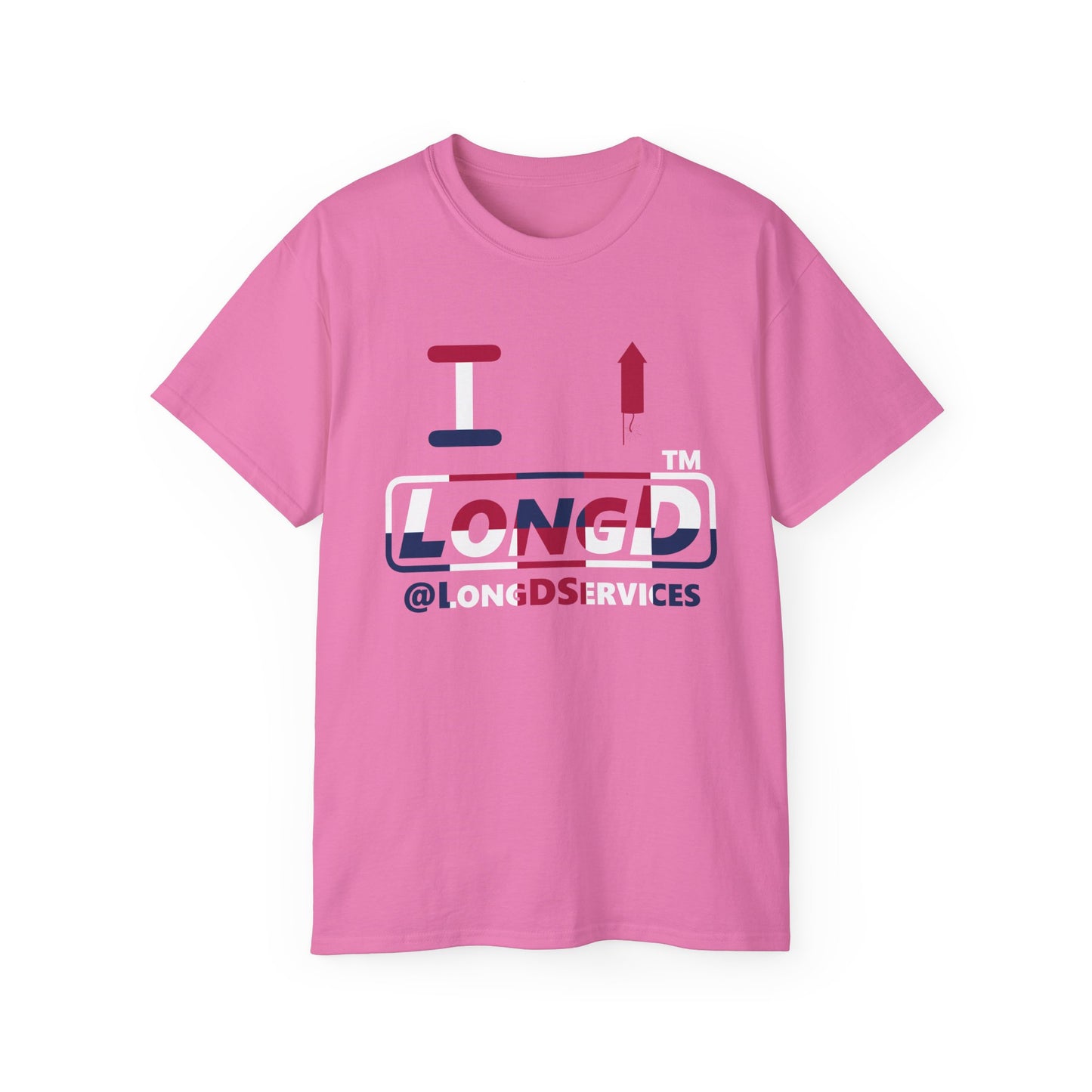 I firecracker LongD positive 2x5 front-back tag logo cotton tee
