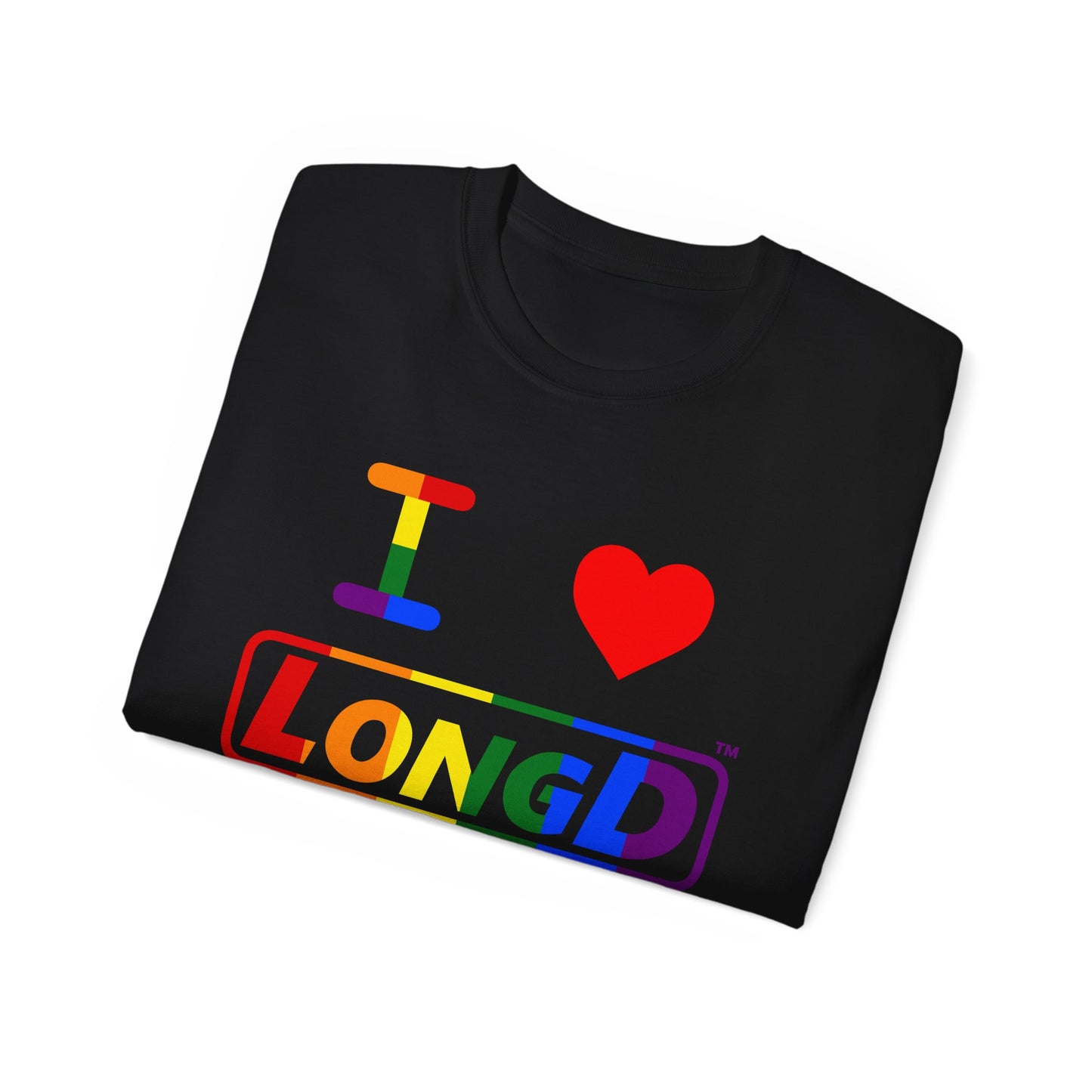 I Luv LongD® Logo Cotton Tee Pride rainbow positive text