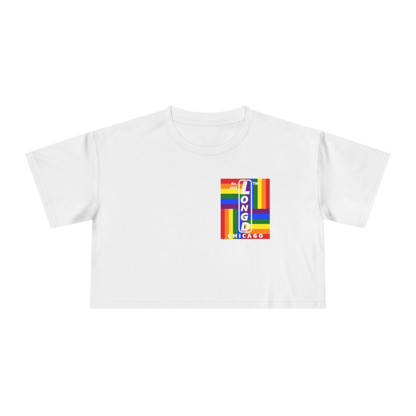 Negative windmill upright single-breasted Chicago logo crop tee (Pride colors)