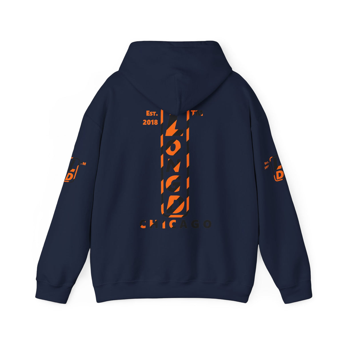 LongD Chicago positive upright pixel-weighted 12-striped 4-print logo (Halloween colors) hoodie