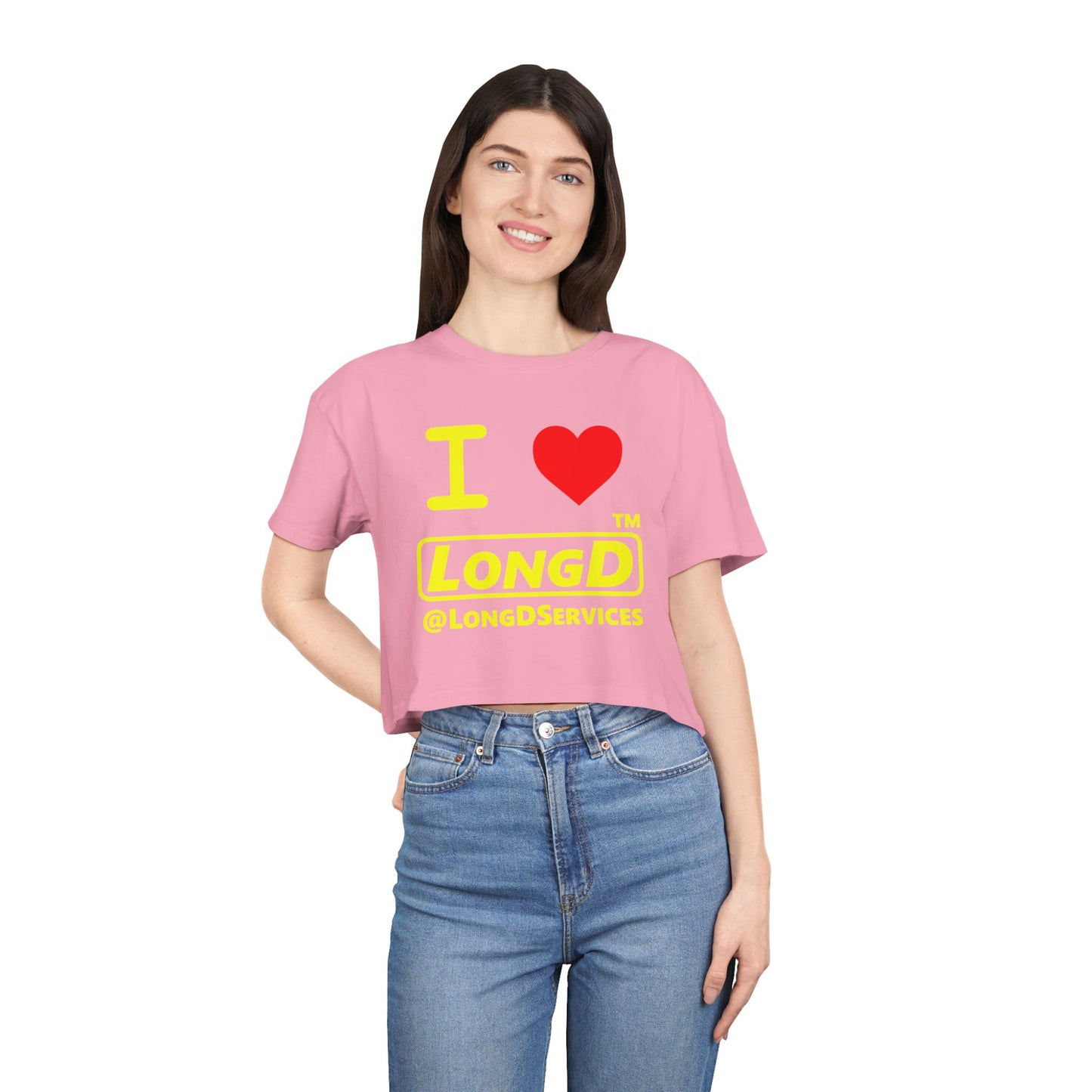 I Luv LongD Logo (Tag only positive alternate) Women's Crop Tee