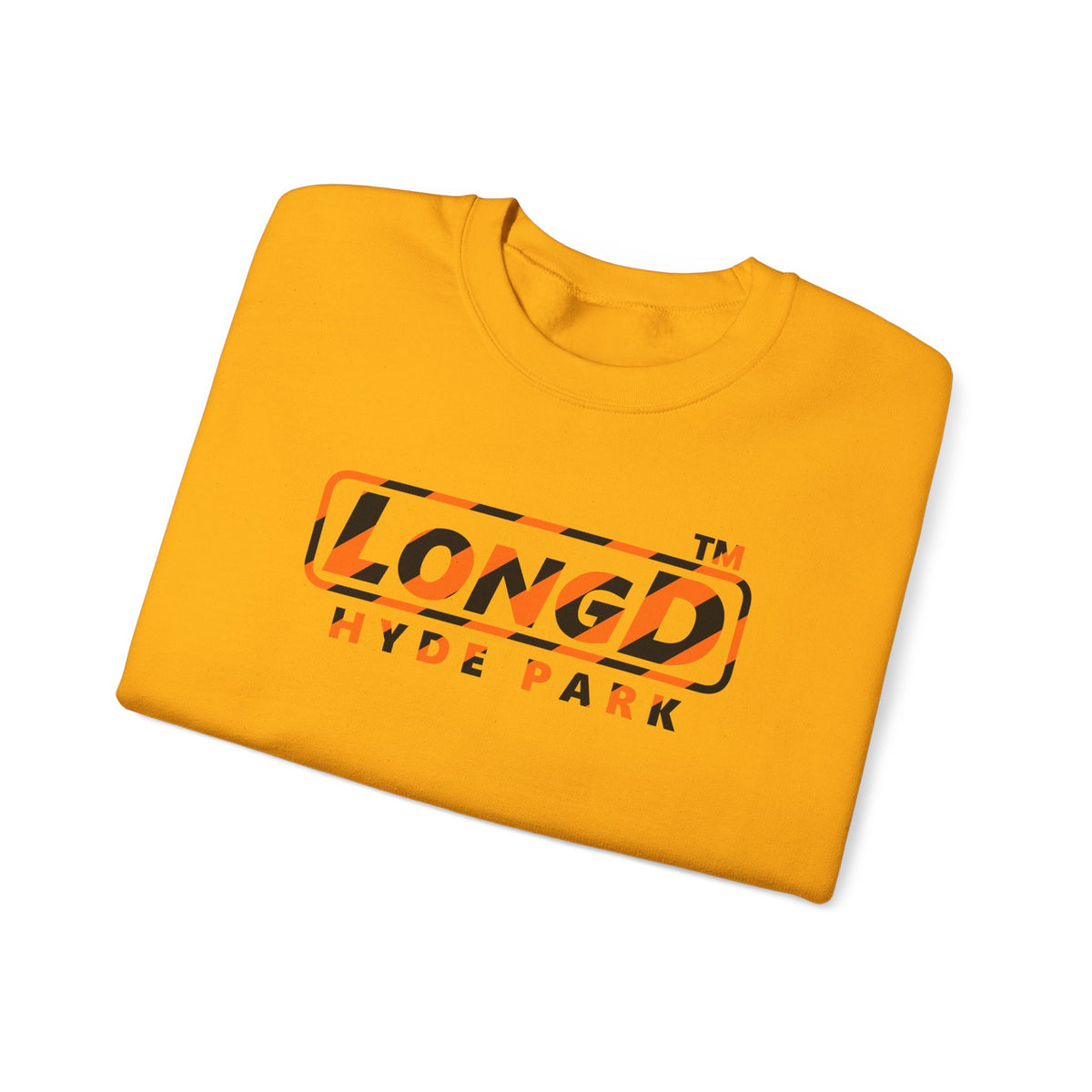 LongD Hyde Park positive 12-striped 4-print logo (Halloween colors) crewneck sweatshirt