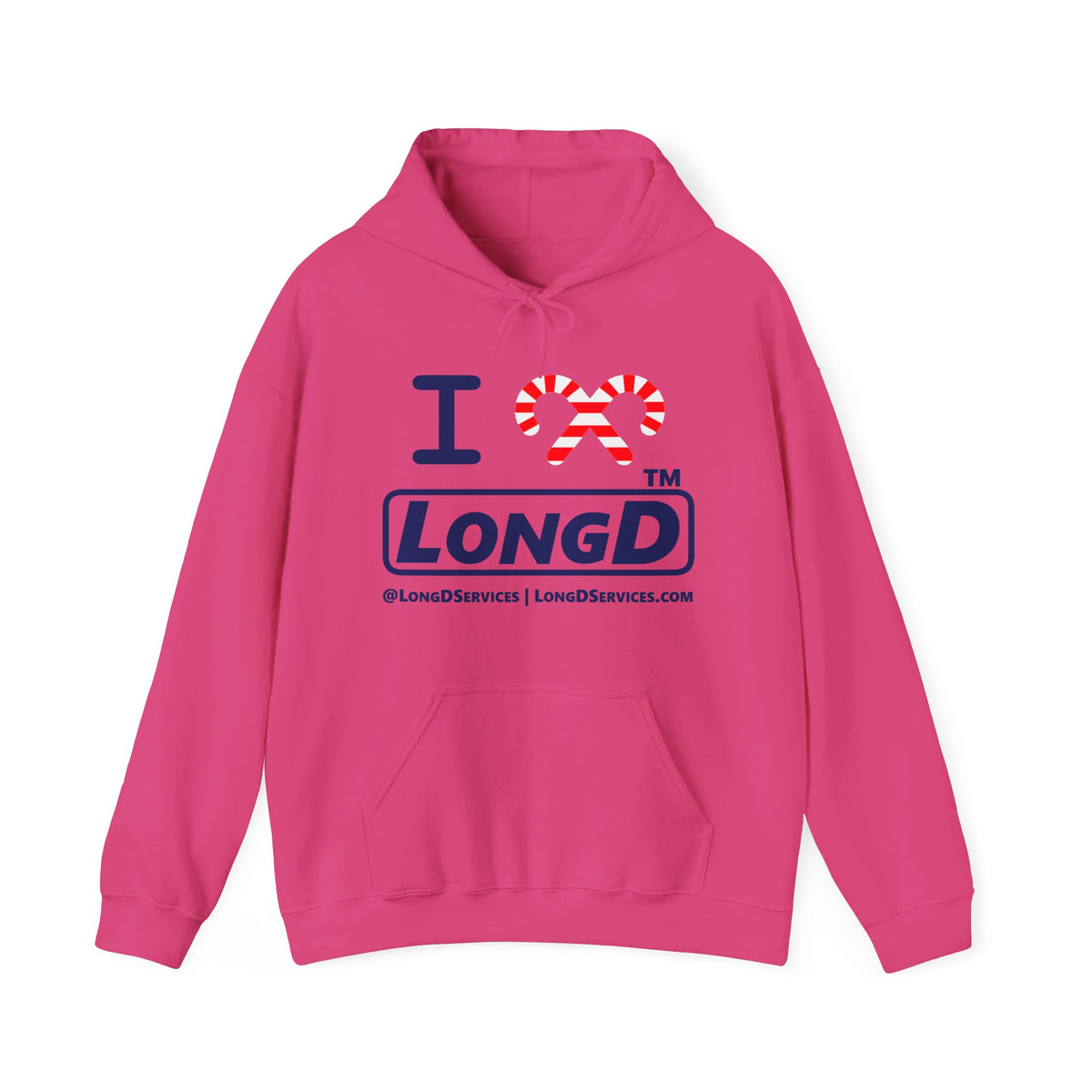 I candy cane LongD Tag-domain positive official basic navy front-back logo hoodie