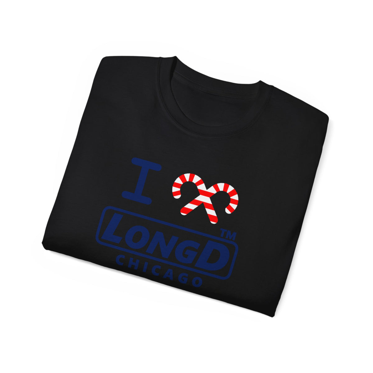 I candy cane LongD Chicago positive official basic navy logo cotton tee