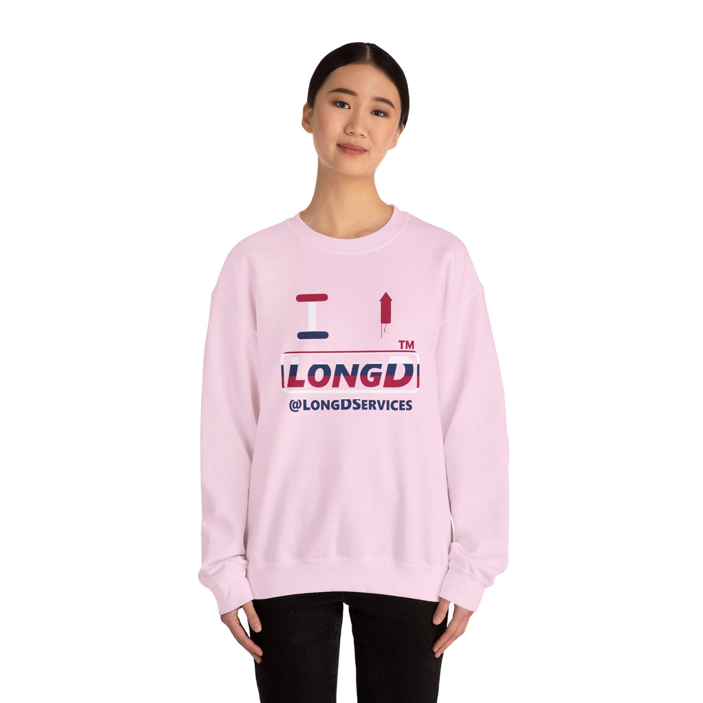 I firecracker LongD positive horizontal 6-striped tag logo crewneck sweatshirt