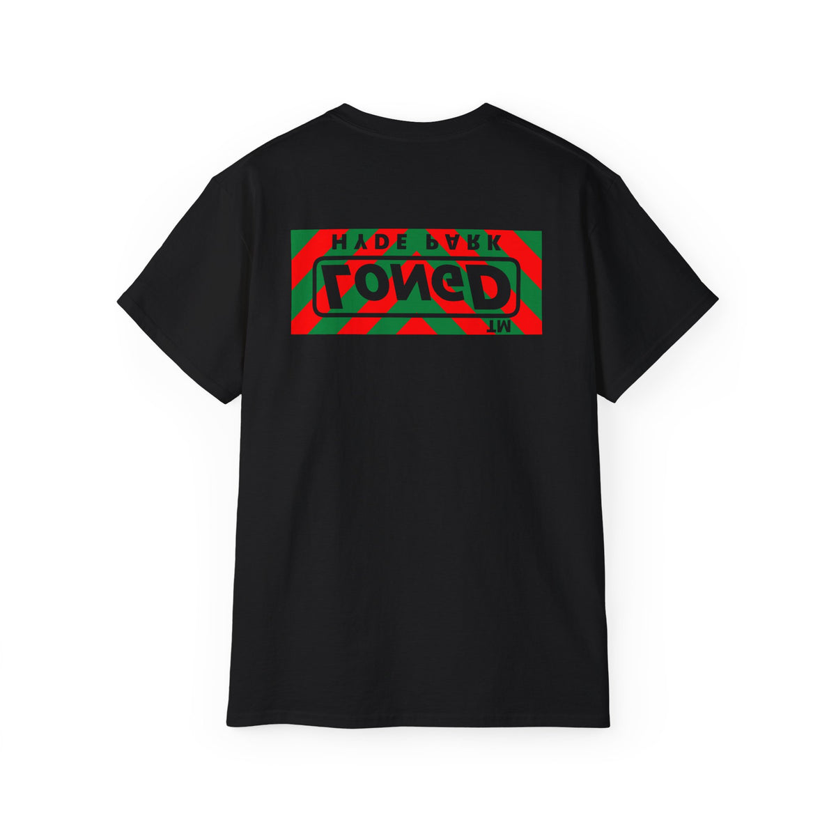LongD Hyde Park negative downward chevron front-back logo (Xmas colors) cotton tee