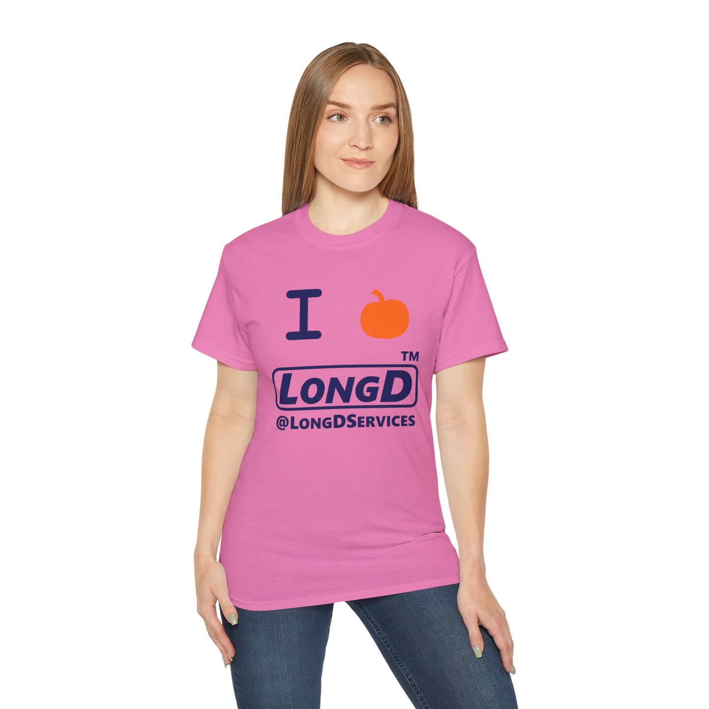 I Pumpkin LongD® Logo Cotton Tee positive blue basic tag logo