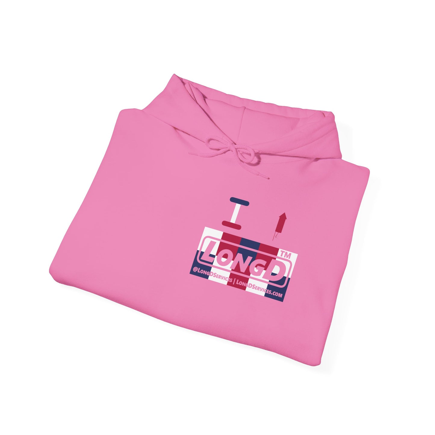 I firecracker LongD® negative 2x5 4-print single breasted tag-domain logo hoodie