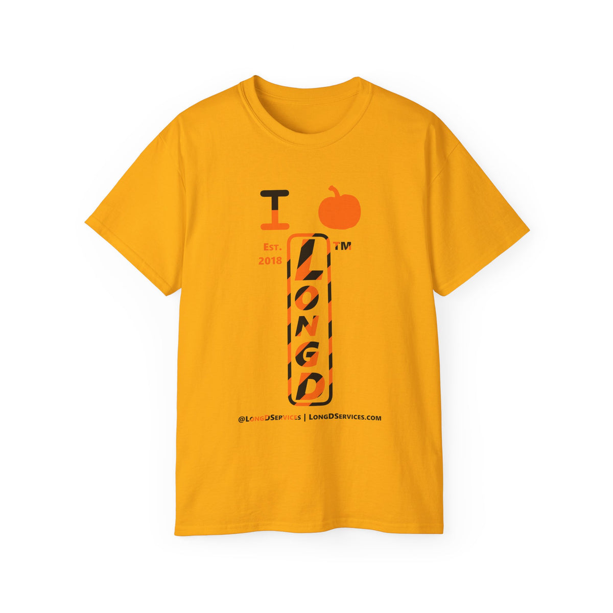 I pumpkin LongD Tag-domain positive upright pixel-weighted 12-striped front-back logo cotton tee