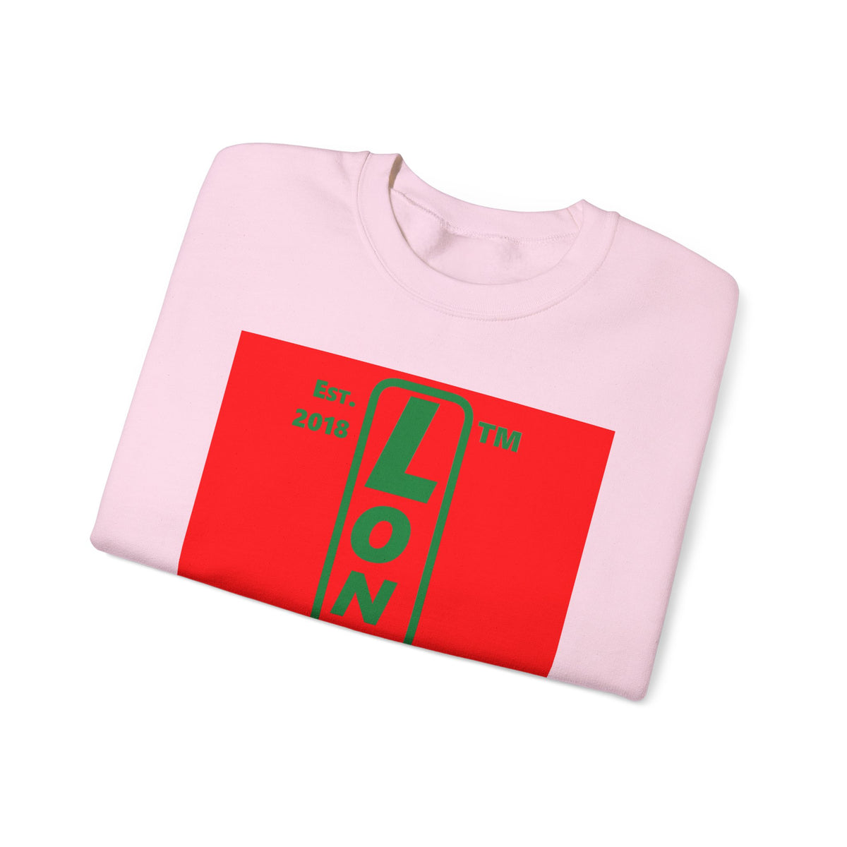 LongD Chicago upright logo positive green on negative red (Xmas colors) crewneck sweatshirt