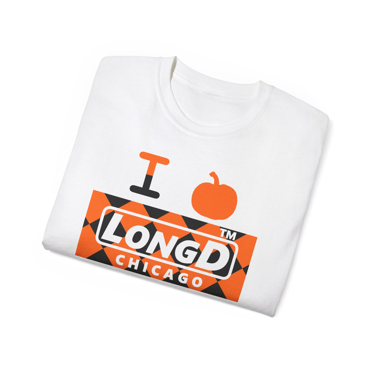 I pumpkin LongD Chicago negative argyle logo cotton tee