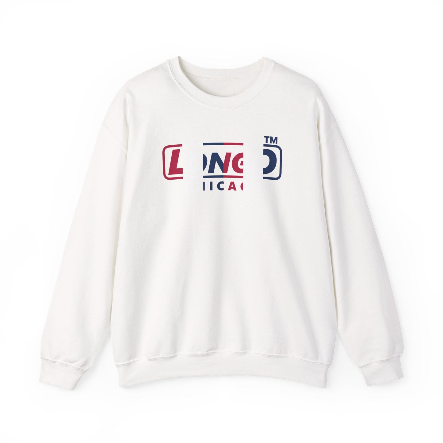 LongD positive vertical 6-striped Chicago logo crewneck sweatshirt (patriotic colors)