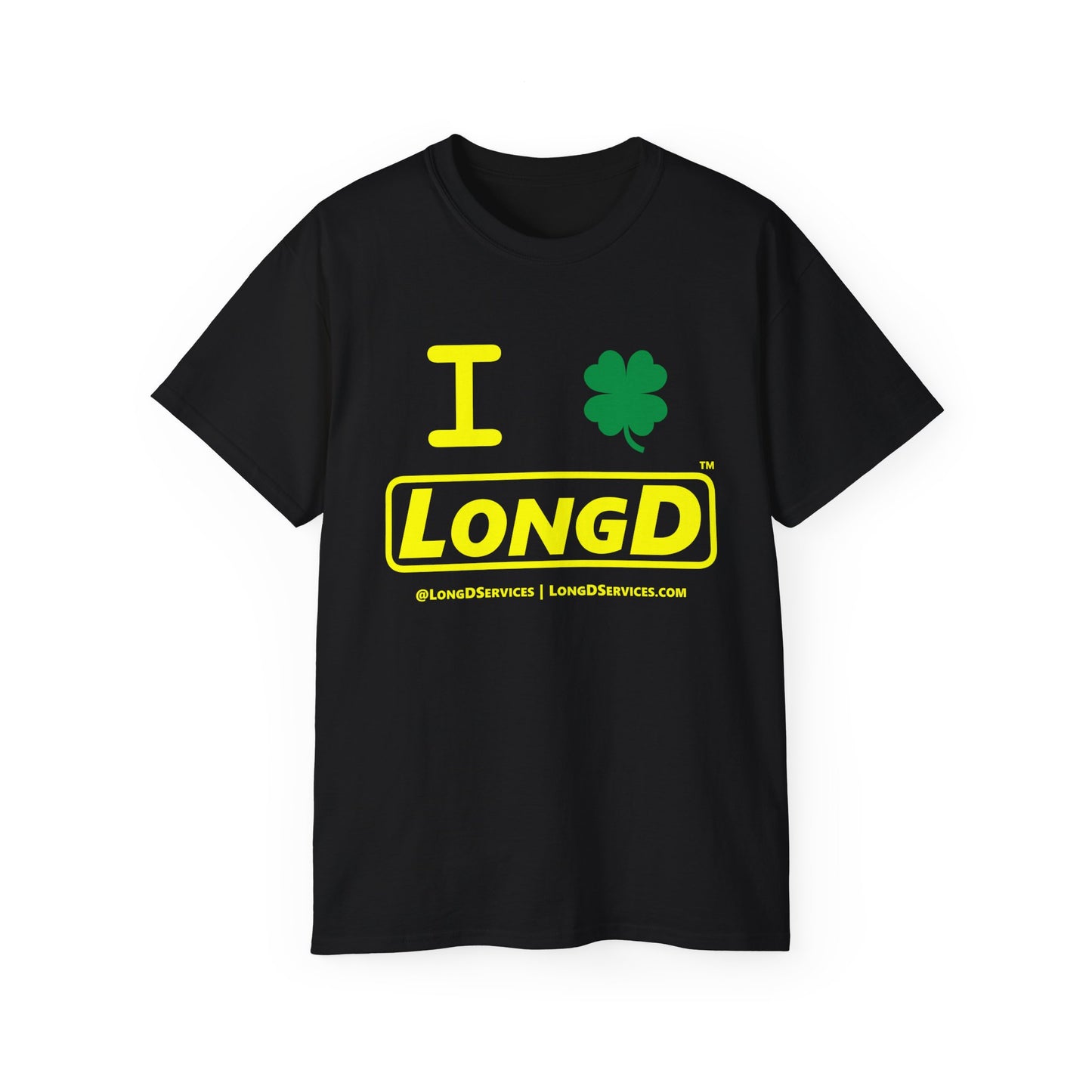 I Clover LongD® Logo Cotton Tee (St. Patrick's Day -Yellow with 4-leaf clover)