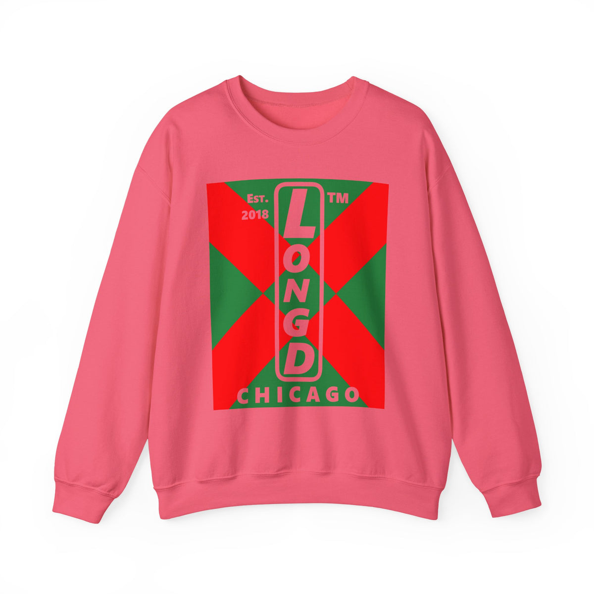LongD Chicago negative upright argyle x logo (Xmas colors) crewneck sweatshirt