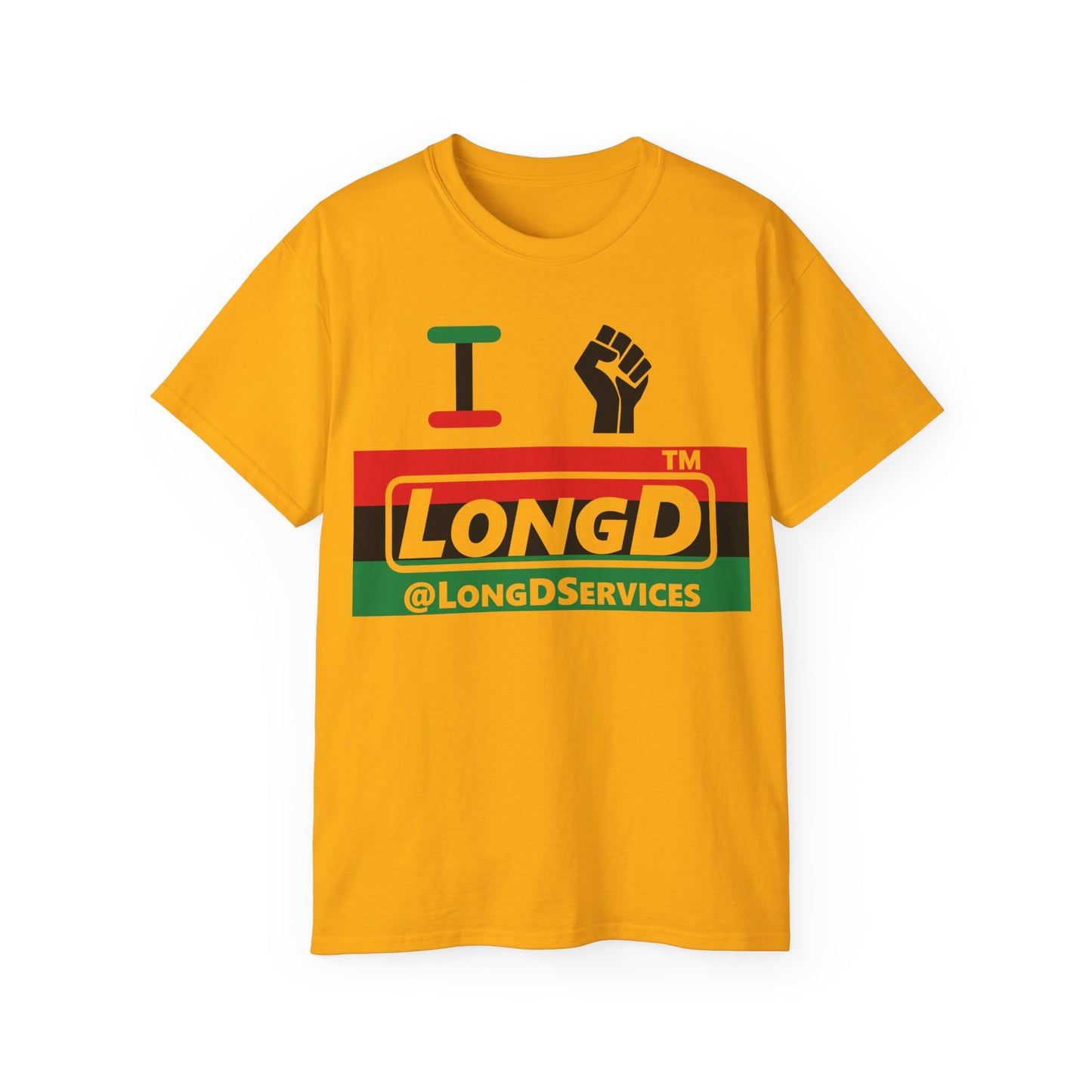 I fist LongD negative horizontal 3-striped tag logo cotton tee