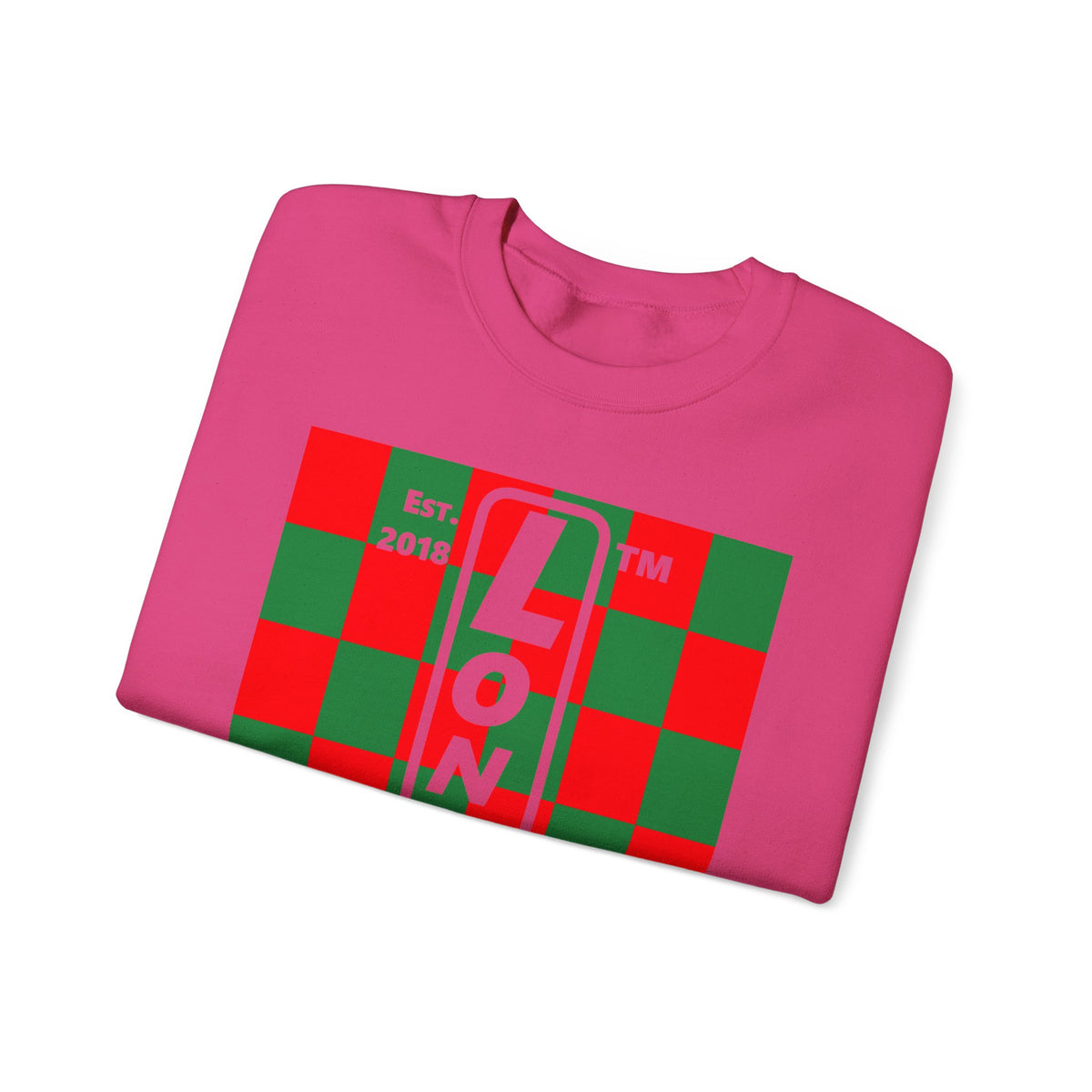 LongD Chicago negative upright checkered front-back logo (Xmas colors) crewneck sweatshirt