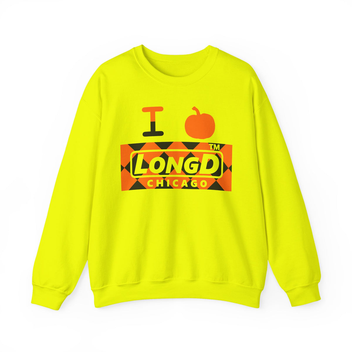 I pumpkin LongD Chicago negative argyle logo crewneck sweatshirt