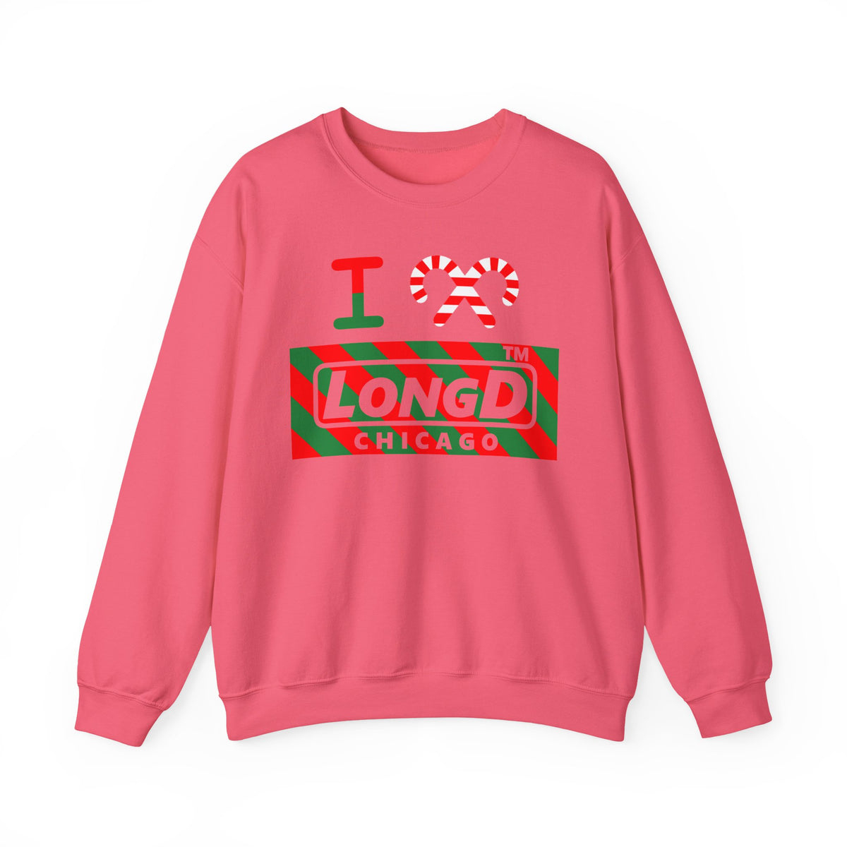 I candy cane LongD Chicago negative 12-striped logo crewneck sweatshirt