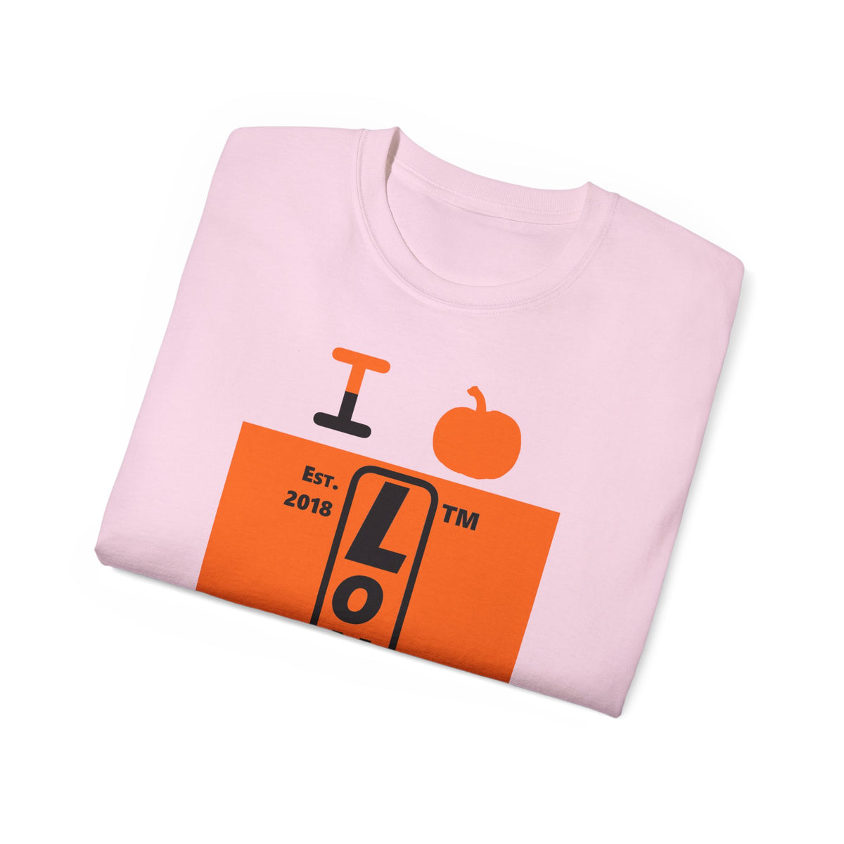 I pumpkin LongD Chicago upright logo positive black on negative orange cotton tee