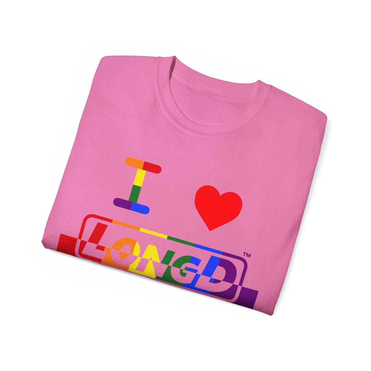 I Luv LongD® Logo Cotton Tee Pride rainbow positive top negative bottom text