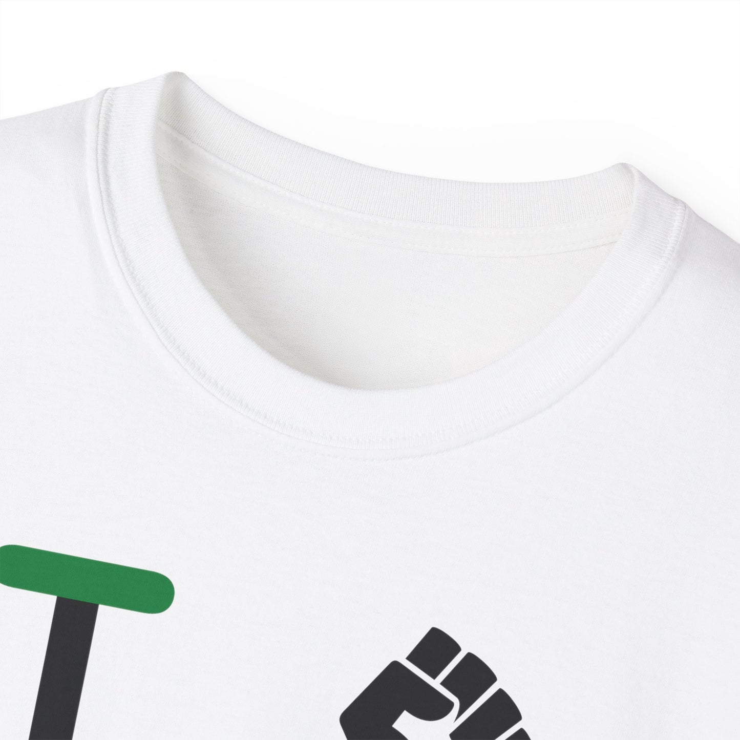I Fist LongD® Logo Cotton Tee Juneteenth black fist negative striped text