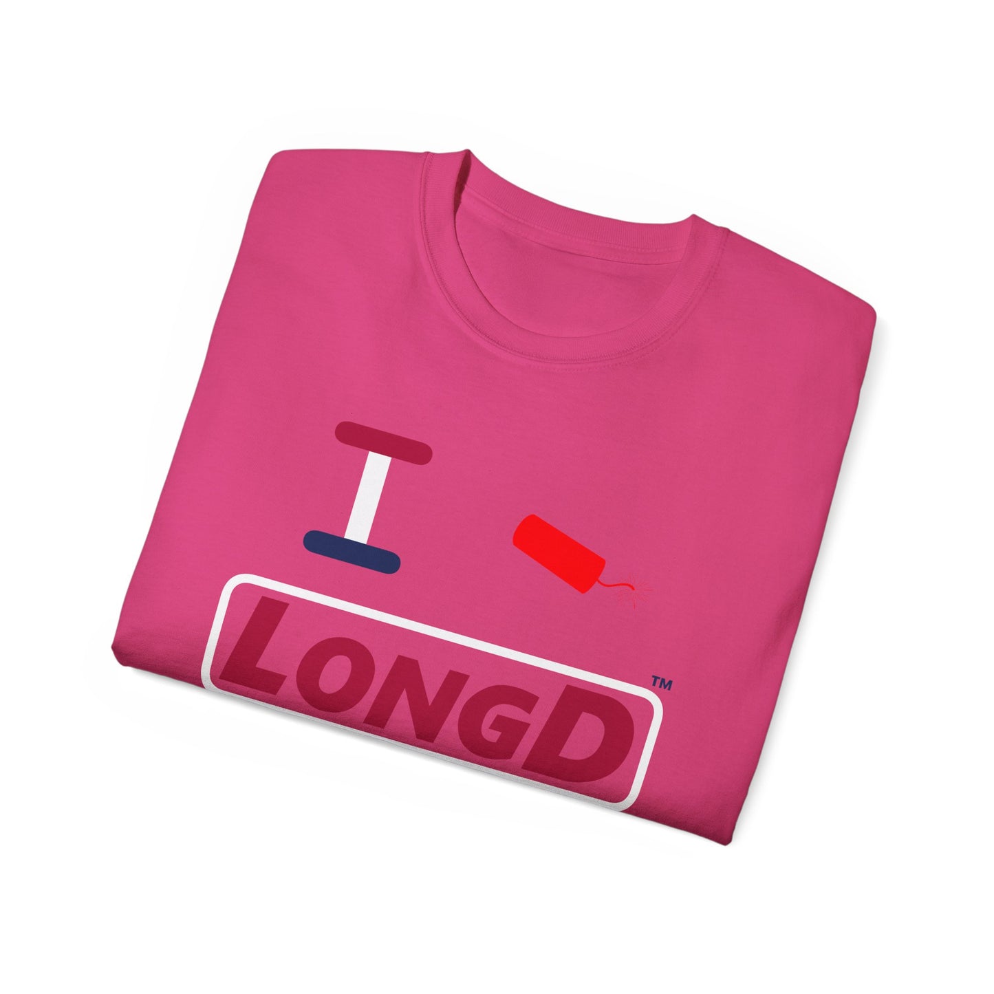 I Firecracker LongD® Logo Cotton Tee Red, White and Blue positive elements text