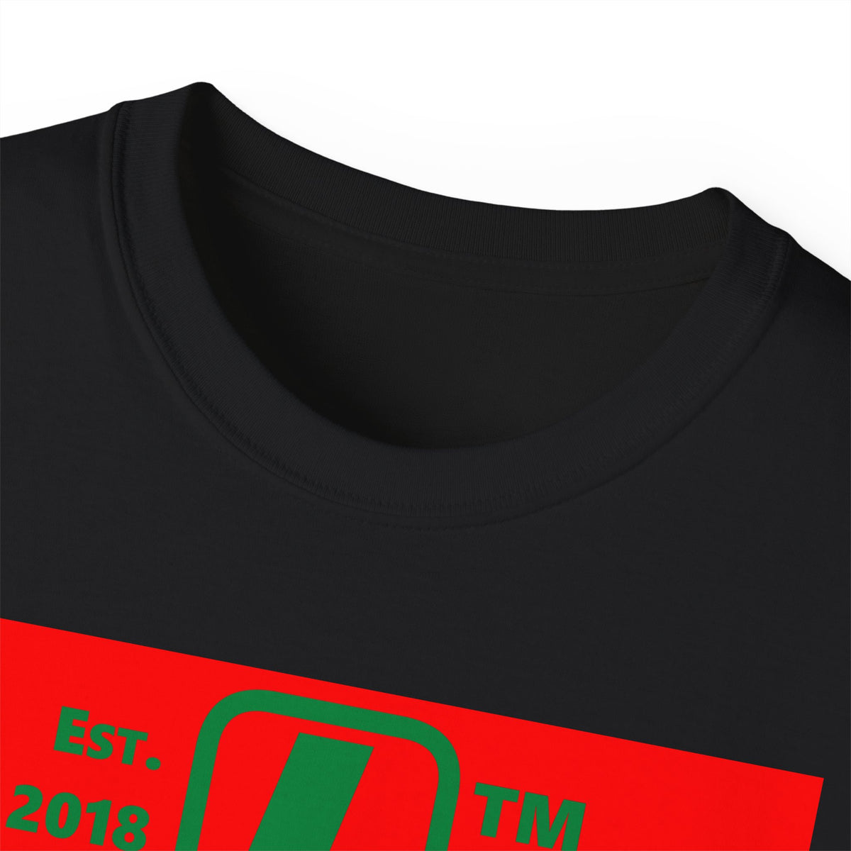 LongD Hyde Park upright logo positive green on negative red (Xmas colors) cotton tee