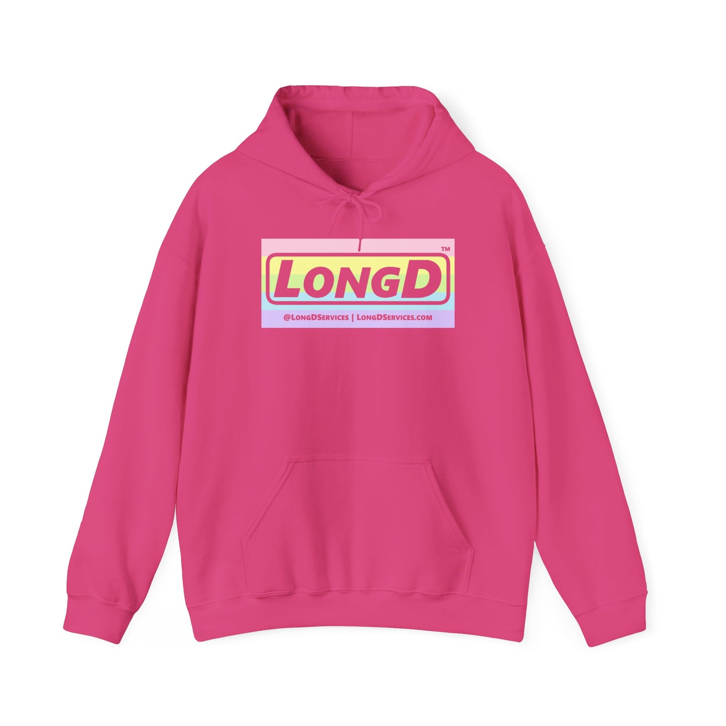 LongD® Logo Hoodie pastel striped negative text coloration
