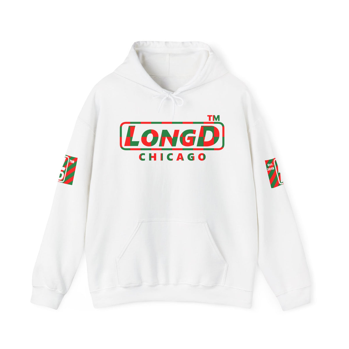 LongD Chicago positive checkered 4-print logo (Xmas colors) hoodie