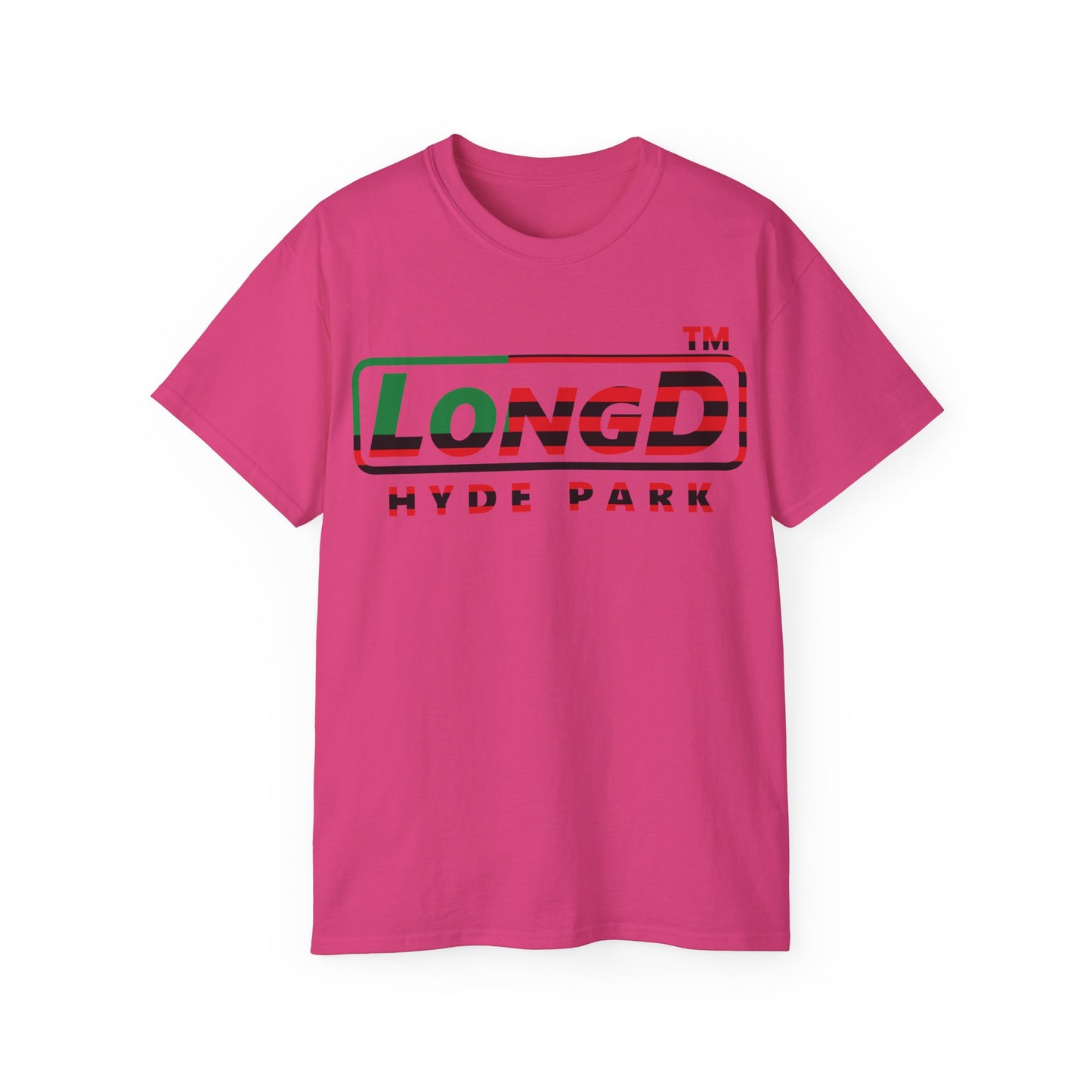 LongD positive flag Hyde Park logo cotton tee (Juneteenth colors)
