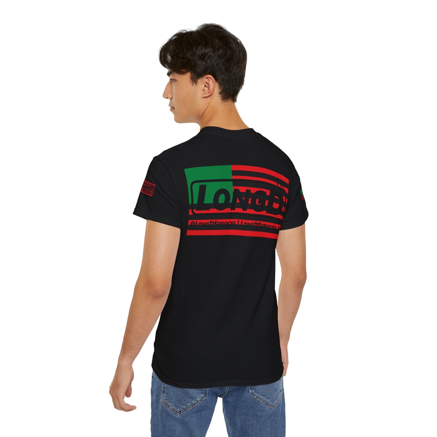 I fist LongD negative flag tag logo 4-print cotton tee