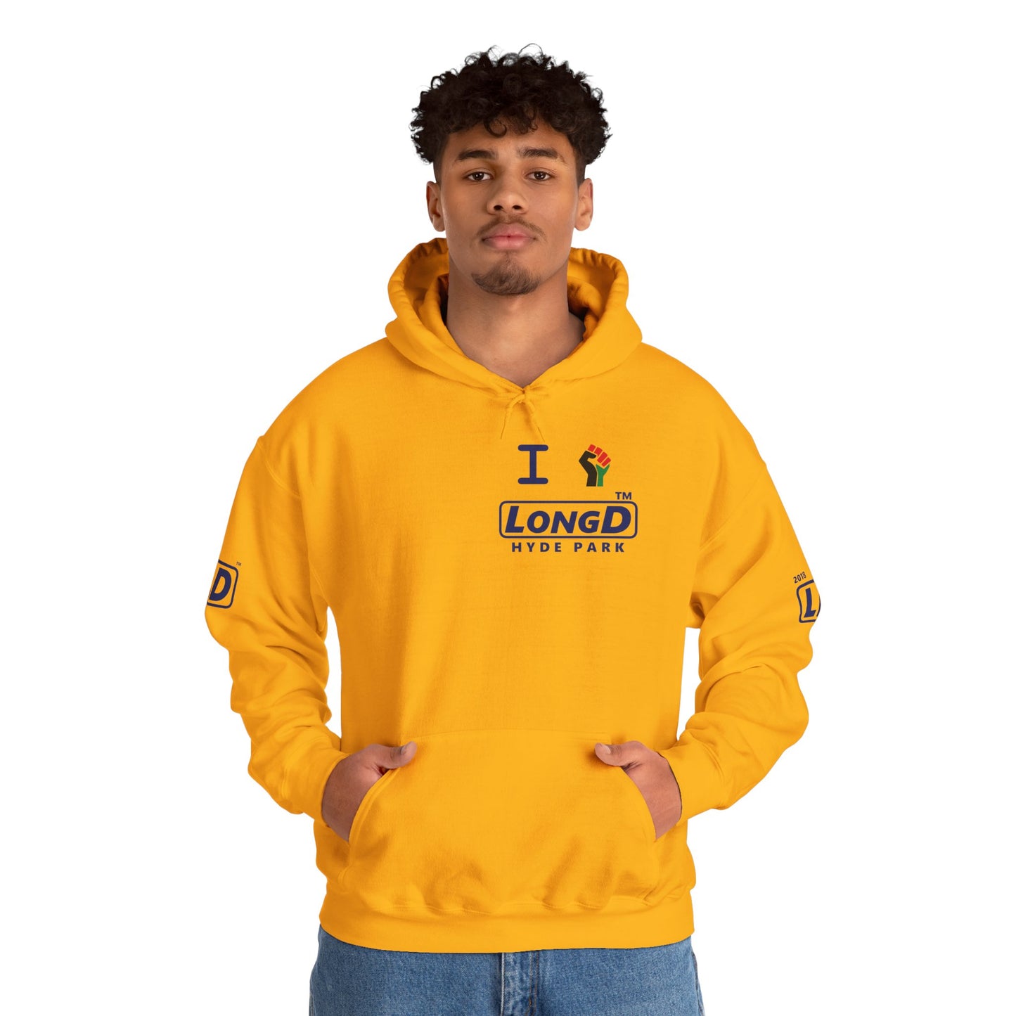 I fist LongD® basic official 4-print single-breasted Hyde Park logo Hoodie (Juneteenth colors)