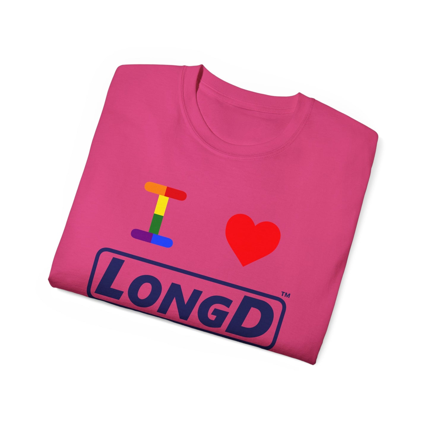 I Luv LongD® Official Logo Cotton Tee Pride rainbow "I" and positive text