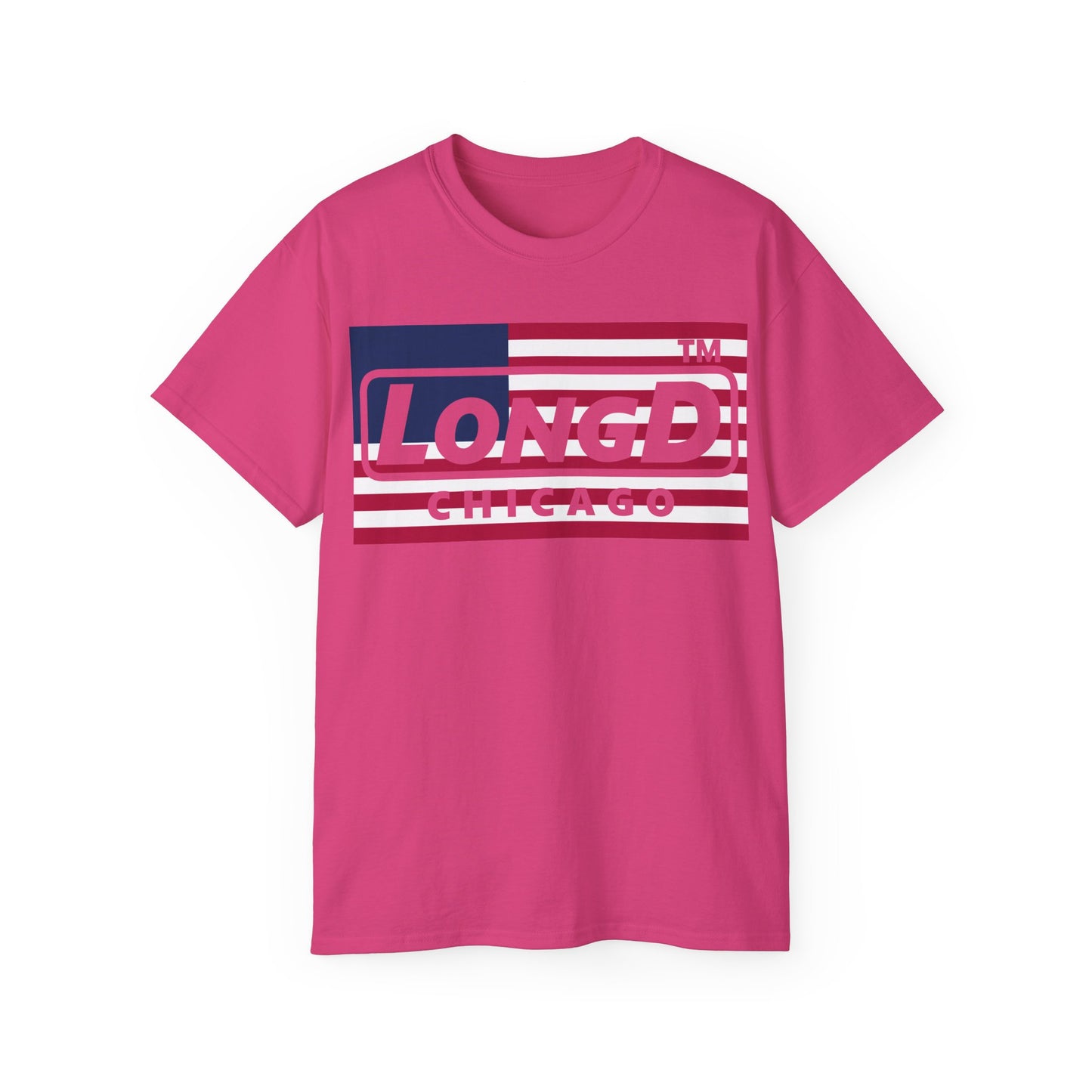LongD negative flag Chicago logo cotton tee (patriotic colors)