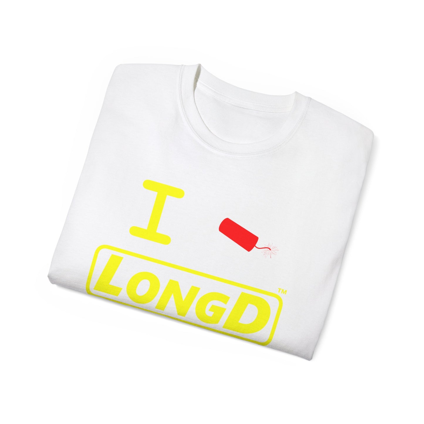 I Firecracker LongD® Reverse Logo Cotton Tee Red firecracker (no blue or white)