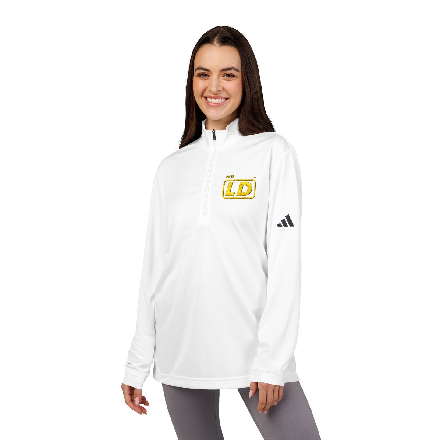 Embroidered adidas® Quarter-Zip pullover official reverse basic logo initials