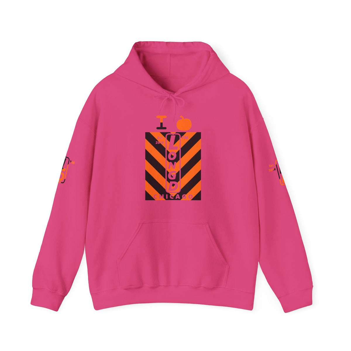 I pumpkin LongD Chicago negative upright downward chevron 4-print logo hoodie