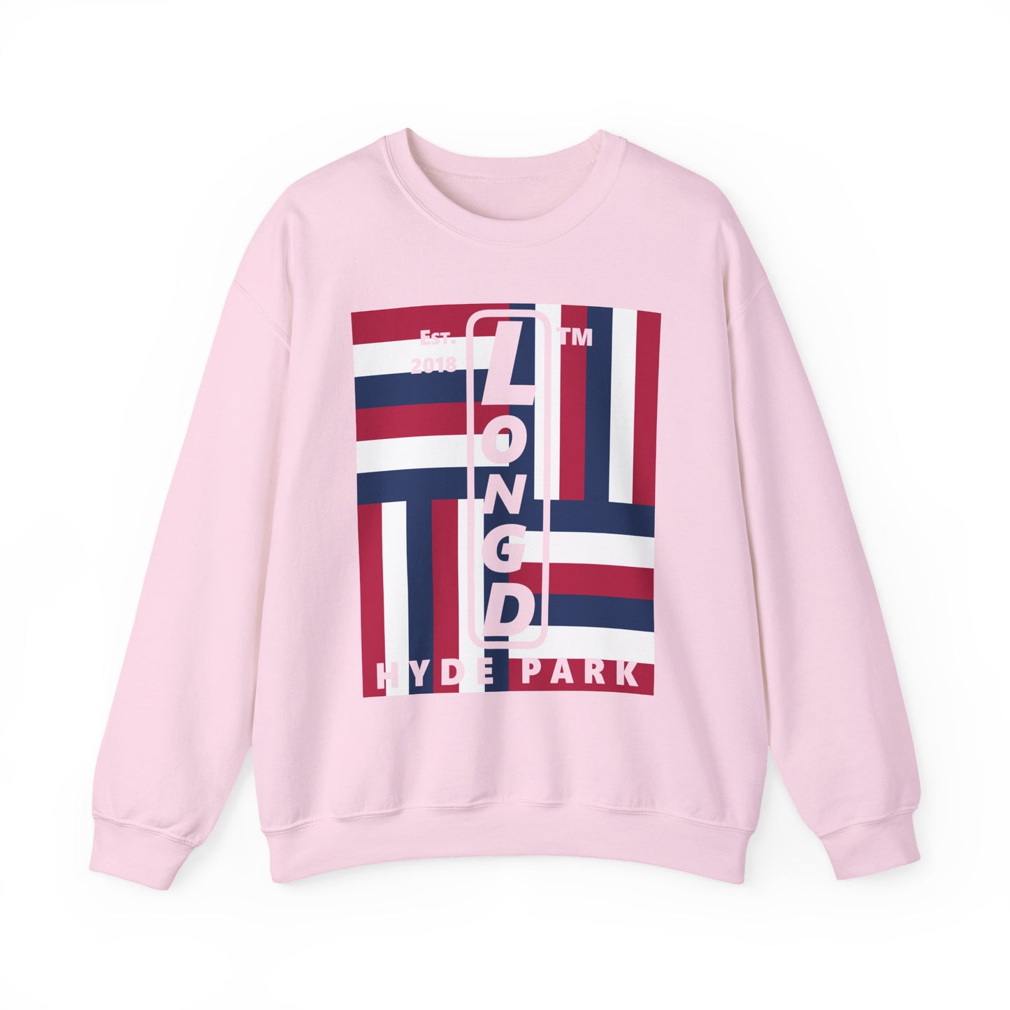 LongD negative windmill Hyde Park upright logo crewneck sweatshirt (patriotic colors)