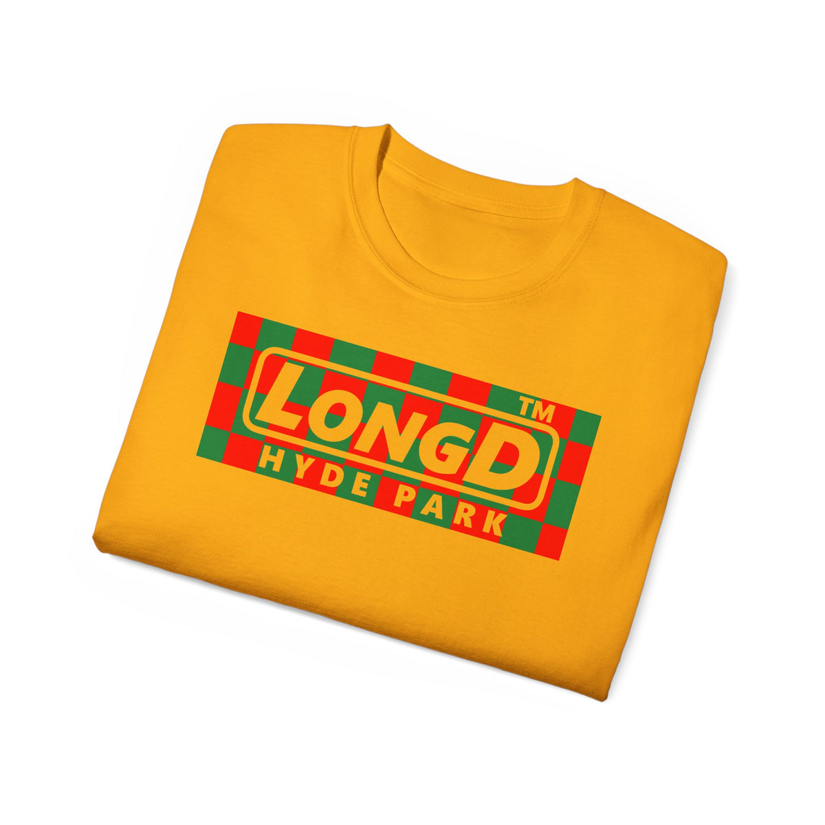 LongD Hyde Park negative checkered logo (Xmas colors) cotton tee