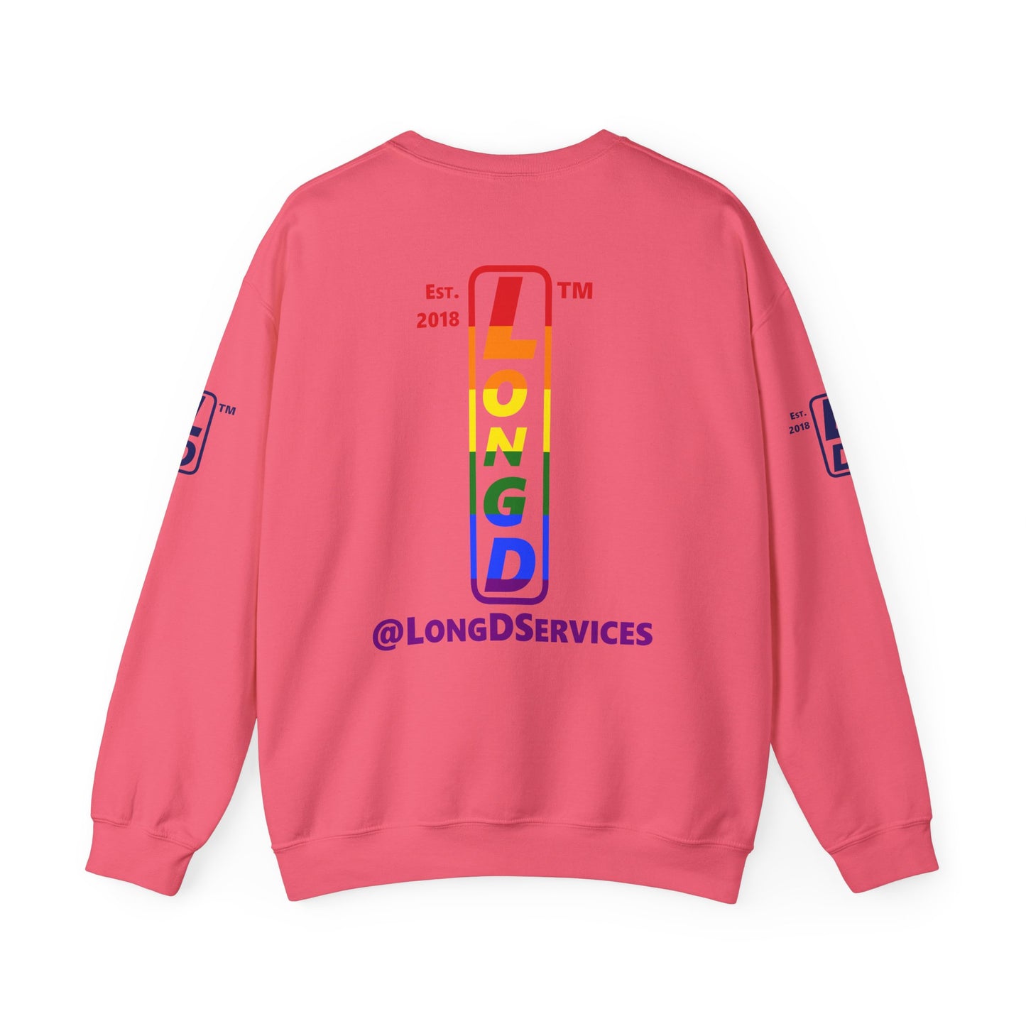 I Luv LongD positive horizontal 6-striped tag upright 4-print single-breasted logo crewneck sweatshirt