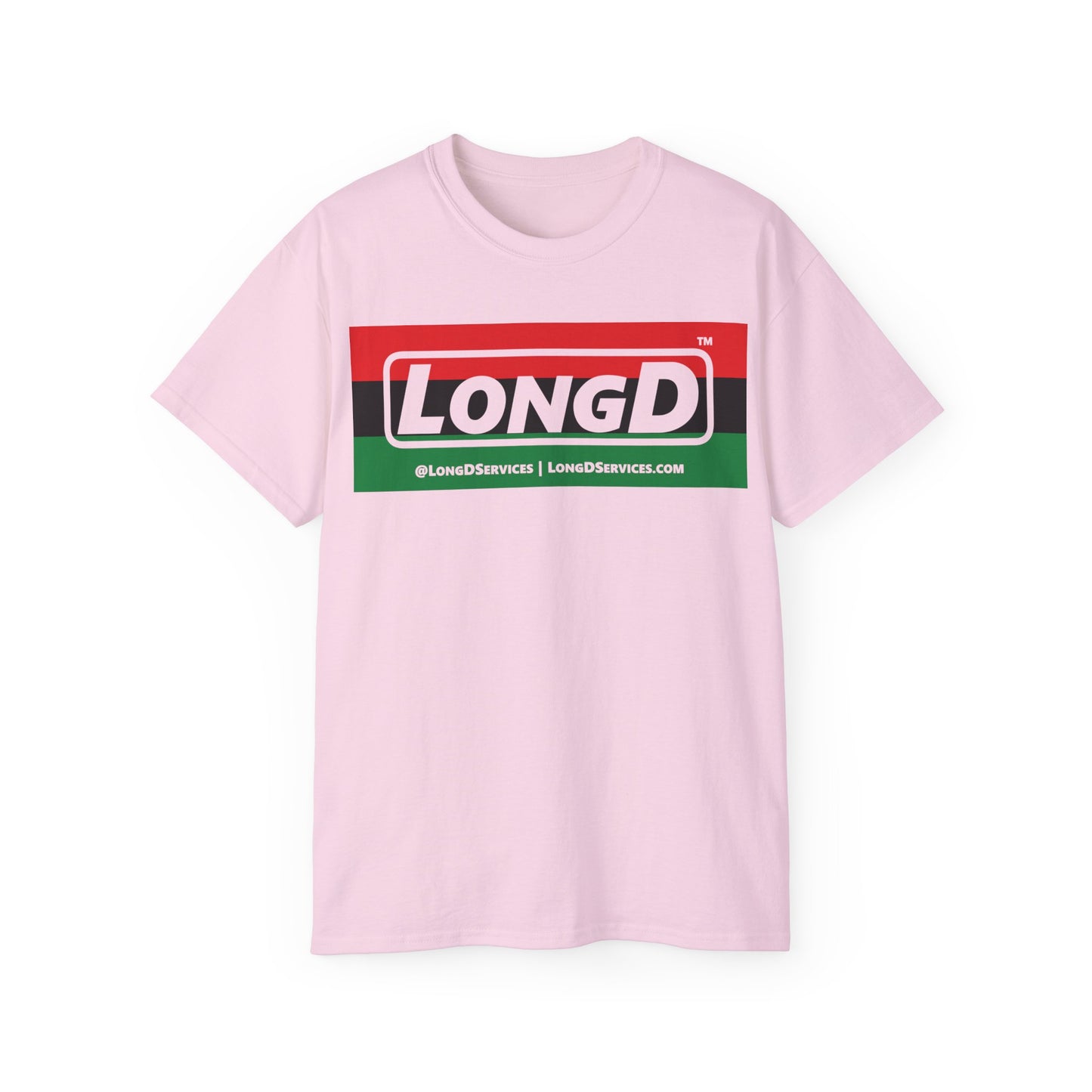 LongD® Logo Cotton Tee Juneteenth negative striped text
