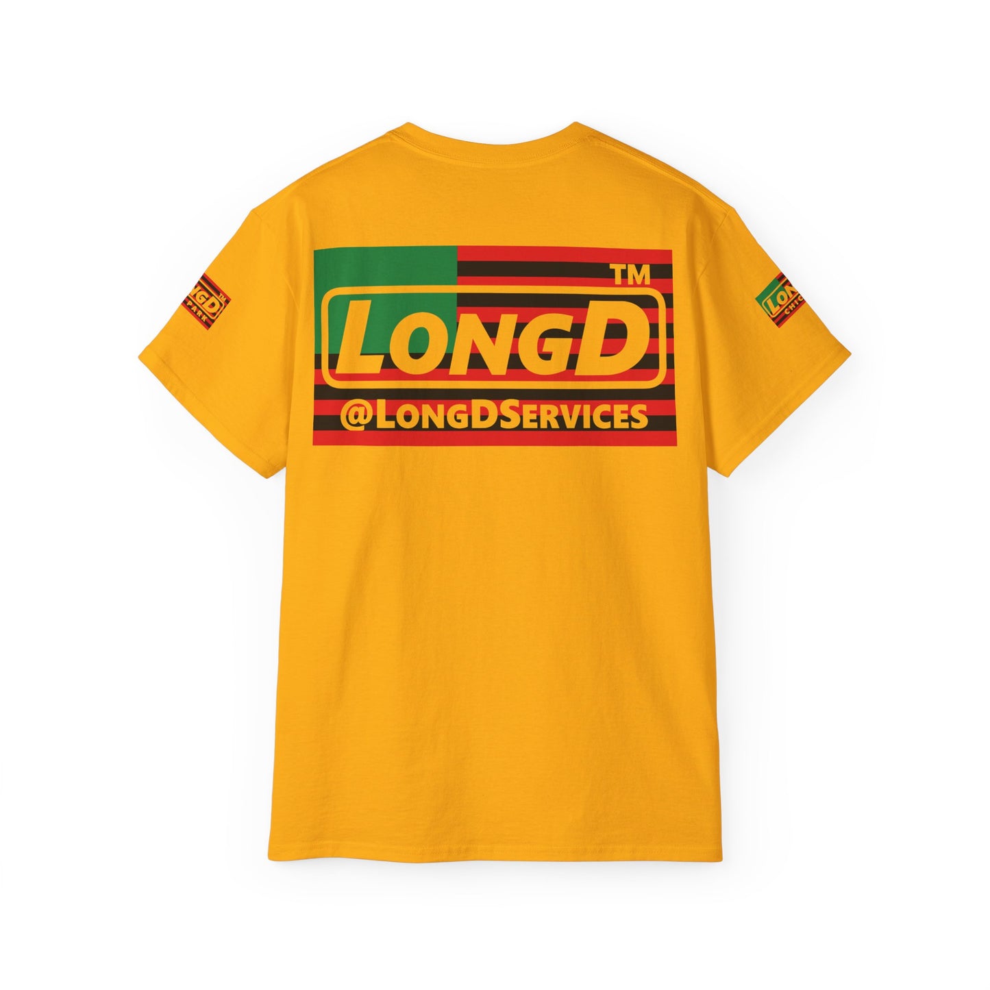 LongD negative flag Hyde Park logo 4-print cotton tee (Juneteenth colors)